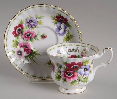 Flower of The Month (Newer, Montrose) Footed Cup & Saucer Set