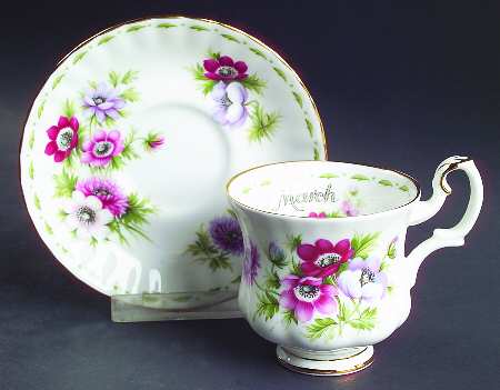 Flower of The Month (Newer, Montrose) Footed Demitasse Cup & Saucer Set