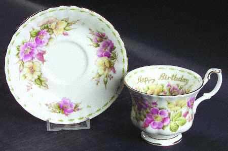 Flower of The Month (Newer, Montrose) Footed Cup & Saucer Set