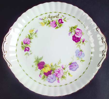 Flower of The Month (Newer, Montrose) Handled Cake Plate