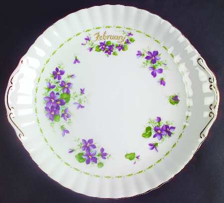 Flower of The Month (Newer, Montrose) Handled Cake Plate