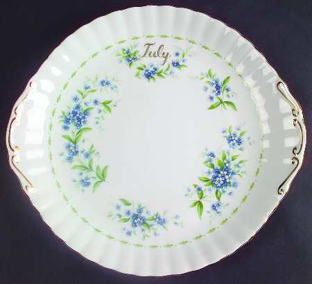 Flower of The Month (Newer, Montrose) Handled Cake Plate