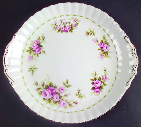 Flower of The Month (Newer, Montrose) Handled Cake Plate