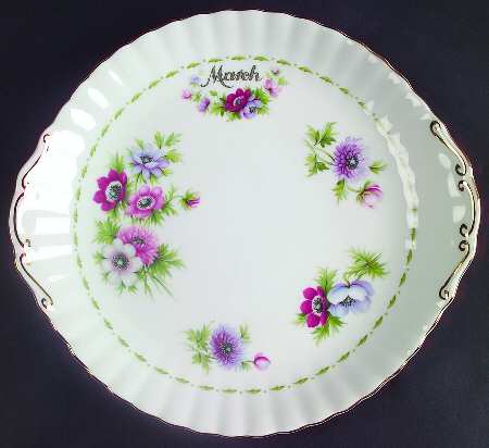 Flower of The Month (Newer, Montrose) Handled Cake Plate