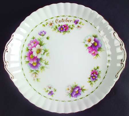 Flower of The Month (Newer, Montrose) Handled Cake Plate