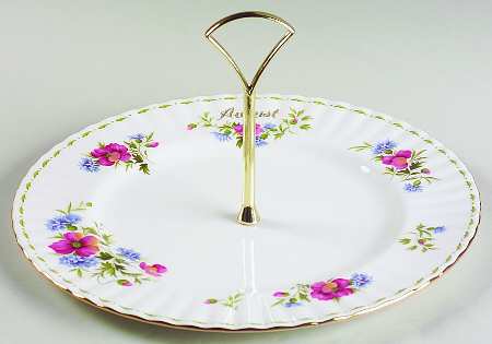 Flower of The Month (Newer, Montrose) Round Serving Plate with Handle (DP)