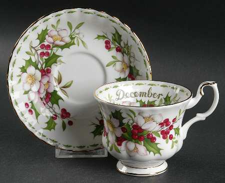 Flower of The Month (Newer, Montrose) Footed Cup & Saucer Set