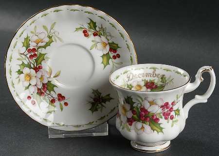 Flower of The Month (Newer, Montrose) Footed Demitasse Cup & Saucer Set