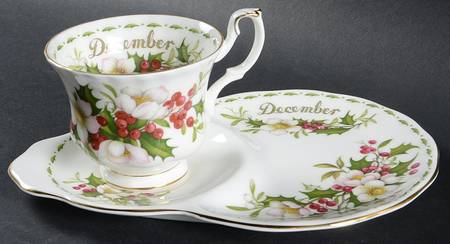 Flower of The Month (Newer, Montrose) Dessert Plate & Cup Set
