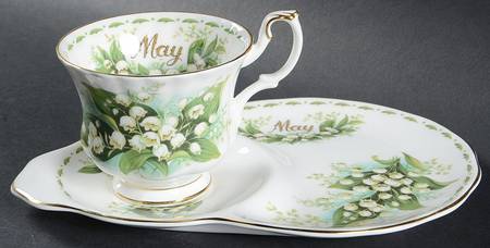 Flower of The Month (Newer, Montrose) Dessert Plate & Cup Set