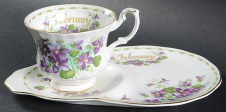 Flower of The Month (Newer, Montrose) Dessert Plate & Cup Set