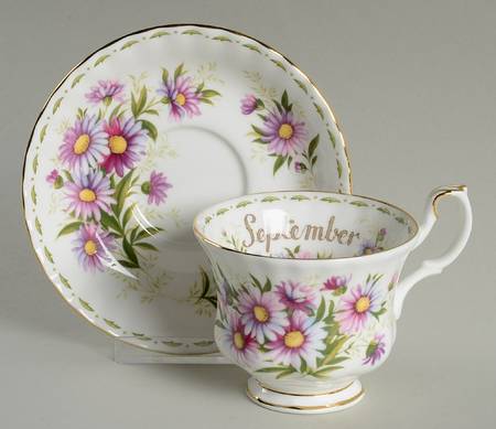 Flower of The Month (Newer, Montrose) Footed Cup & Saucer Set
