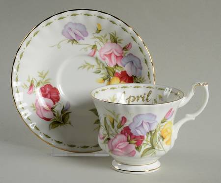 Flower of The Month (Newer, Montrose) Footed Cup & Saucer Set