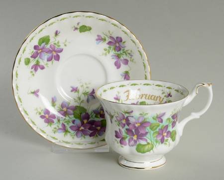 Flower of The Month (Newer, Montrose) Footed Cup & Saucer Set