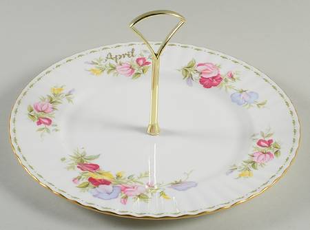 Flower of The Month (Newer, Montrose) Round Serving Plate with Handle (DP)