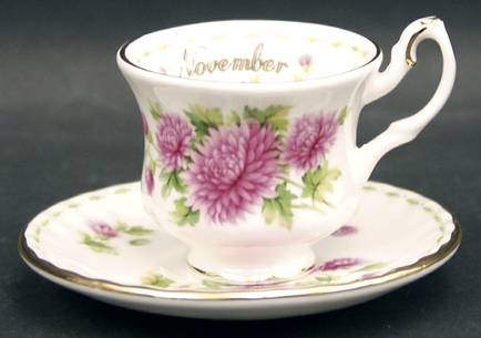 Flower of The Month (Newer, Montrose) Footed Toy Cup and Saucer Set