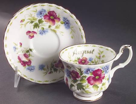 Flower of The Month (Newer, Montrose) Footed Cup & Saucer Set