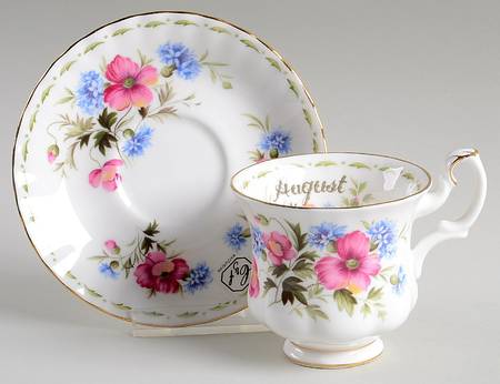 Flower of The Month (Newer, Montrose) Footed Demitasse Cup & Saucer Set
