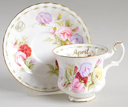 Flower of The Month (Newer, Montrose) Footed Demitasse Cup & Saucer Set