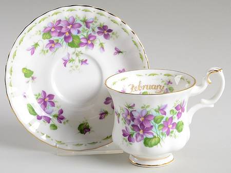 Flower of The Month (Newer, Montrose) Footed Demitasse Cup & Saucer Set