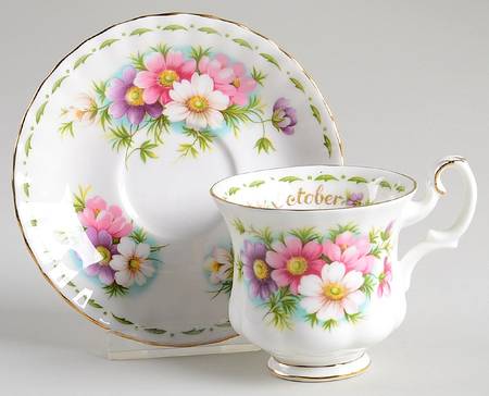 Flower of The Month (Newer, Montrose) Footed Demitasse Cup & Saucer Set