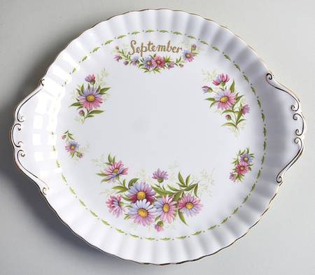 Flower of The Month (Newer, Montrose) Handled Cake Plate