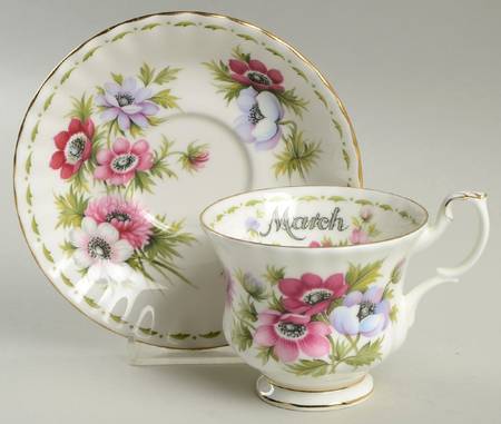 Flower of The Month (Newer, Montrose) Footed Cup & Saucer Set
