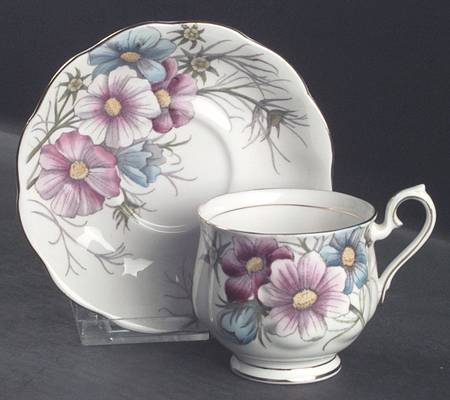 Flower of The Month (Older, Hampton) Footed Cup & Saucer Set