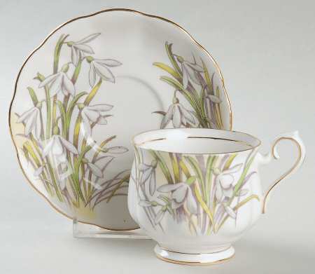 Flower of The Month (Older, Hampton) Footed Cup & Saucer Set