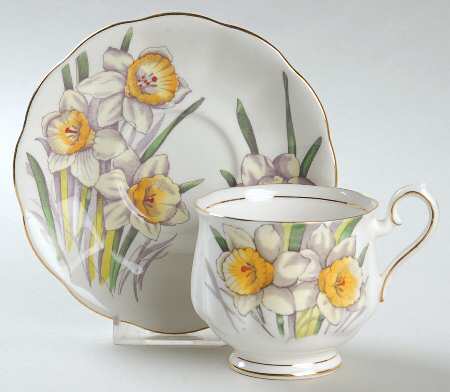 Flower of The Month (Older, Hampton) Footed Cup & Saucer Set