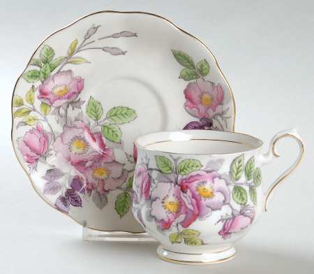 Flower of The Month (Older, Hampton) Footed Cup & Saucer Set
