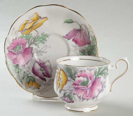 Flower of The Month (Older, Hampton) Footed Cup & Saucer Set