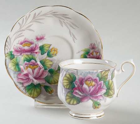 Flower of The Month (Older, Hampton) Footed Cup & Saucer Set