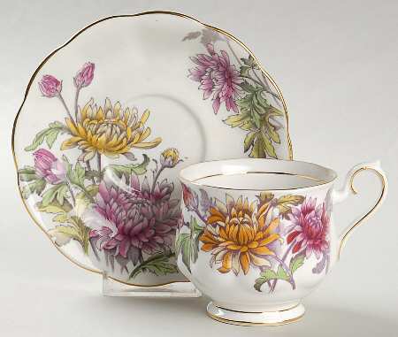 Flower of The Month (Older, Hampton) Footed Cup & Saucer Set