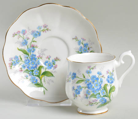 Forget Me Not Footed Demitasse Cup & Saucer Set