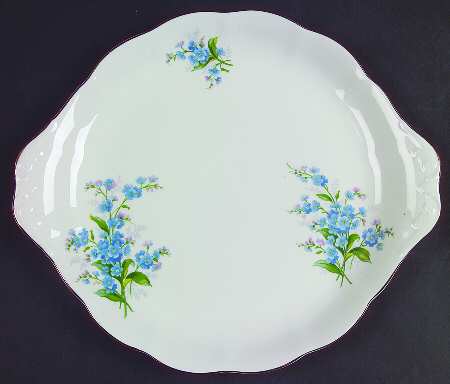 Forget Me Not Handled Cake Plate