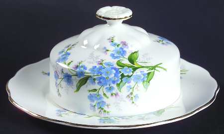Forget Me Not Round Covered Butter (Uses Bread & Butter Plate)