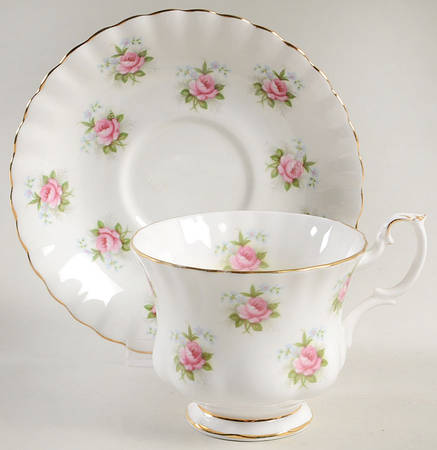 Forget Me Not Rose Footed Cup & Saucer Set