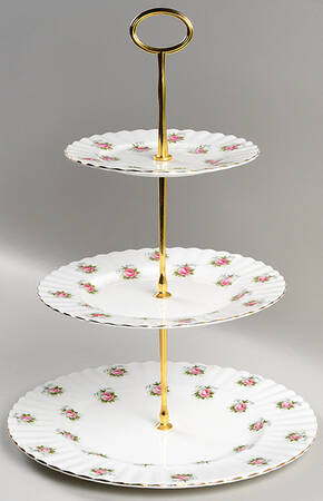 Forget Me Not Rose 3-Tiered Serving Tray (DP, SP, BB)