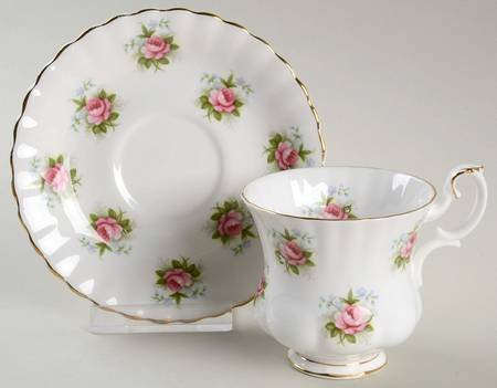 Forget Me Not Rose Footed Demitasse Cup & Saucer Set