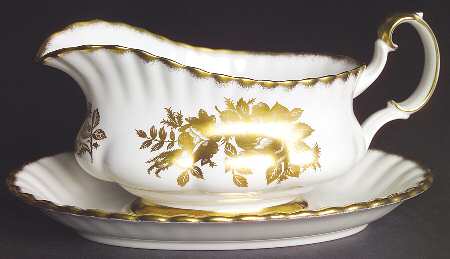 Golden Rose Gravy Boat & Underplate