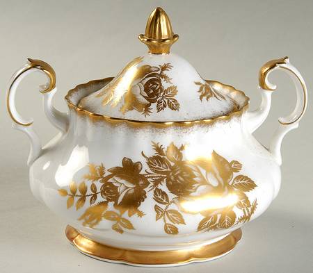 Golden Rose Sugar Bowl & Lid