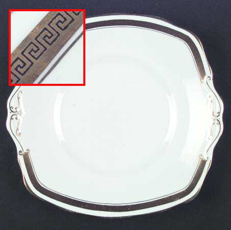 Greek Key Square Handled Cake Plate