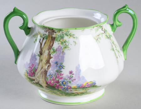 Greenwood Tree (Green Trim) Sugar Bowl No Lid