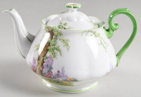 Greenwood Tree (Green Trim) Small Teapot & Lid