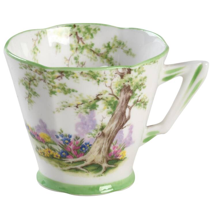 Greenwood Tree (Green Trim) Footed Cup