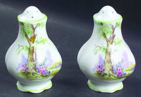 Greenwood Tree (Green Trim) Salt & Pepper Set by Royal Albert