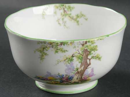 Greenwood Tree (Green Trim) Cranberry Bowl