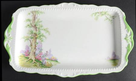 Greenwood Tree (Green Trim) Rectangular Tray 11"