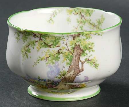 Greenwood Tree (Green Trim) Mini Open Sugar Bowl